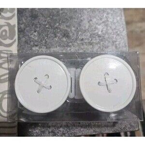 NEW The Container Store Pair of White Screw-In White Button Knobs With Anchors